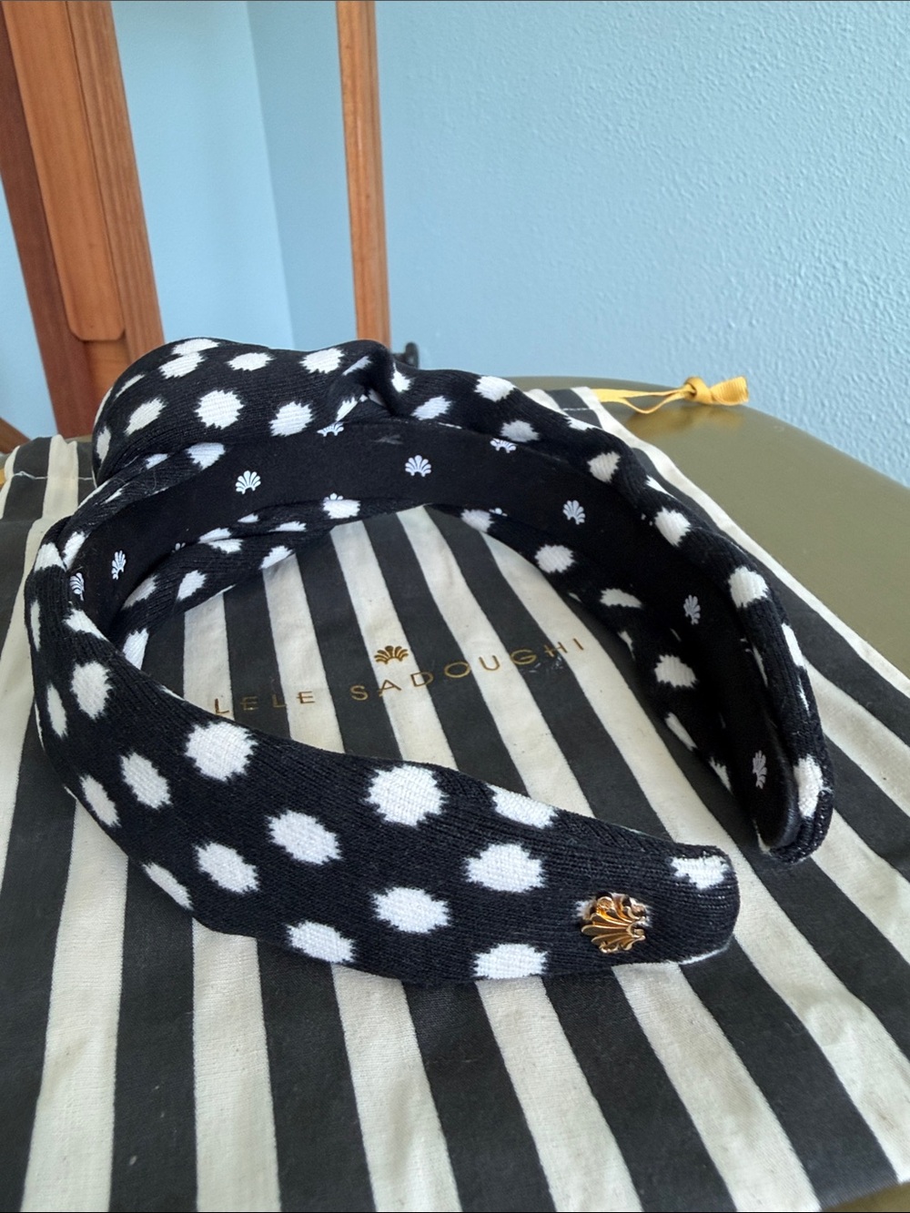 Lele Sadoughi Black and White Polka Dot Knot Headband Like NEW 🖤🤍 Never worn!